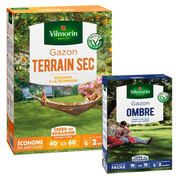 Terrain Sec - Gazon Terrain Sec - 1 kg + Gazon Ombre - 250 g - face recto